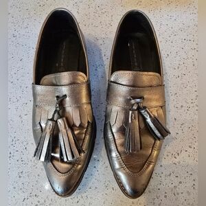 Steven By Steve Madden Women's Silver Loafers with Tassels
